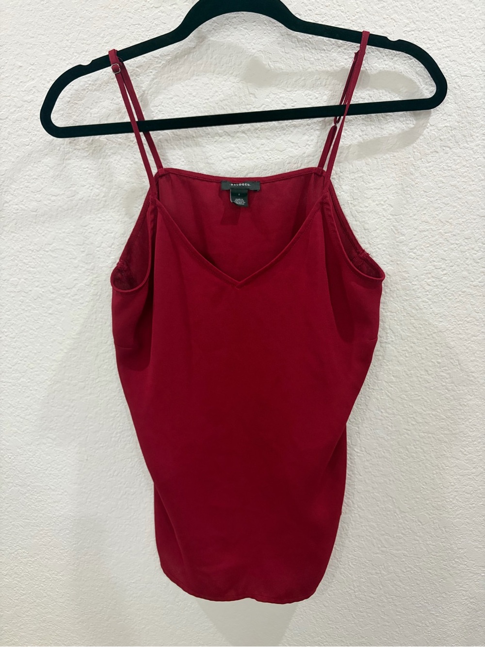 Halogen Deep Red V-Neck Satin-Blend Cami